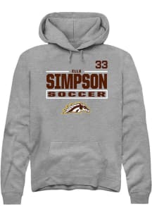Ella Simpson Rally Mens Grey Western Michigan Broncos NIL Stacked Box Hooded Sweatshirt