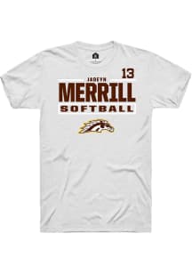 Jadeyn Merrill White Western Michigan Broncos NIL Stacked Box Short Sleeve T Shirt