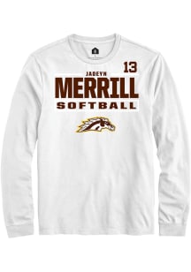 Jadeyn Merrill Rally Mens White Western Michigan Broncos NIL Stacked Box Tee