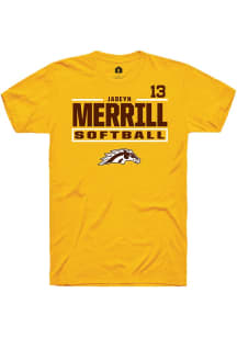Jadeyn Merrill Gold Western Michigan Broncos NIL Stacked Box Short Sleeve T Shirt