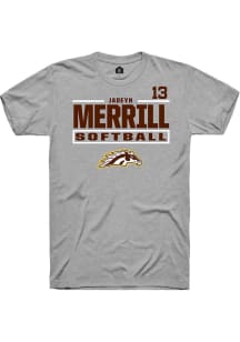Jadeyn Merrill Grey Western Michigan Broncos NIL Stacked Box Short Sleeve T Shirt