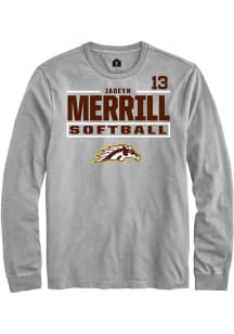 Jadeyn Merrill Rally Mens Grey Western Michigan Broncos NIL Stacked Box Tee