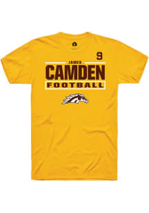 James Camden Gold Western Michigan Broncos NIL Stacked Box Short Sleeve T Shirt