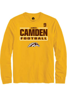 James Camden Rally Mens Gold Western Michigan Broncos NIL Stacked Box Tee