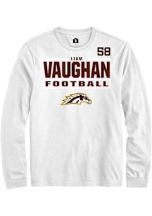 Liam Vaughan  Western Michigan Broncos White Rally Football NIL Stacked Box Long Sleeve T Shirt