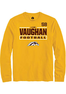 Liam Vaughan  Western Michigan Broncos Gold Rally Football NIL Stacked Box Long Sleeve T Shirt
