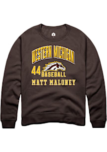 Matt Maloney  Rally Western Michigan Broncos Mens Brown NIL Arch Logo Long Sleeve Crew Sweatshirt