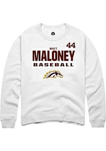 Matt Maloney  Rally Western Michigan Broncos Mens White NIL Stacked Box Long Sleeve Crew Sweatshir..