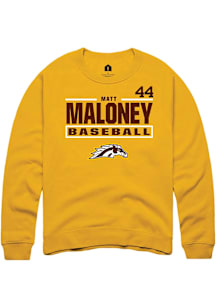 Matt Maloney  Rally Western Michigan Broncos Mens Gold NIL Stacked Box Long Sleeve Crew Sweatshirt