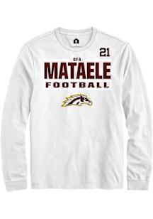 Ofa Mataele  Western Michigan Broncos White Rally Football NIL Stacked Box Long Sleeve T Shirt