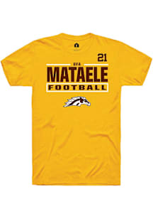 Ofa Mataele  Western Michigan Broncos Gold Rally Football NIL Stacked Box Short Sleeve T Shirt