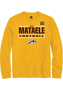 Ofa Mataele  Western Michigan Broncos Gold Rally Football NIL Stacked Box Long Sleeve T Shirt