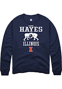 Samuel Hayes  Rally Illinois Fighting Illini Mens Navy Blue NIL Sport Icon Long Sleeve Crew Sweats..