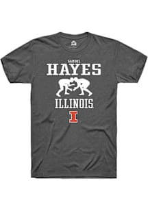 Samuel Hayes  Illinois Fighting Illini Dark Grey Rally NIL Sport Icon Short Sleeve T Shirt