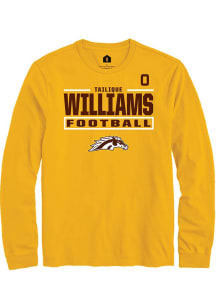 Tailique Williams Rally Mens Gold Western Michigan Broncos NIL Stacked Box Tee