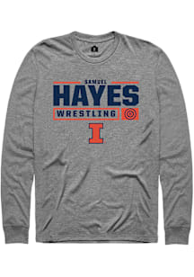 Samuel Hayes  Illinois Fighting Illini Graphite Rally NIL Stacked Box Long Sleeve T Shirt