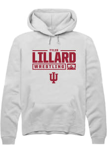 Tyler Lillard Rally Mens White Indiana Hoosiers NIL Stacked Box Hooded Sweatshirt