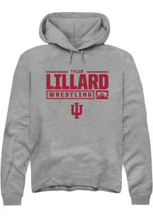 Tyler Lillard Rally Mens Graphite Indiana Hoosiers NIL Stacked Box Hooded Sweatshirt