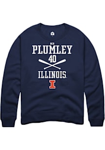 Ben Plumley  Rally Illinois Fighting Illini Mens Navy Blue NIL Sport Icon Long Sleeve Crew Sweatsh..