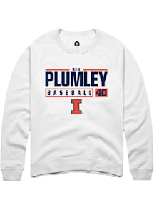 Ben Plumley  Rally Illinois Fighting Illini Mens White NIL Stacked Box Long Sleeve Crew Sweatshirt