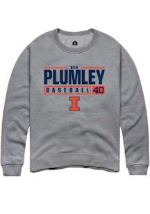 Ben Plumley  Rally Illinois Fighting Illini Mens Graphite NIL Stacked Box Long Sleeve Crew Sweatsh..