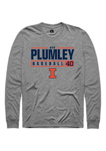 Ben Plumley  Illinois Fighting Illini Graphite Rally NIL Stacked Box Long Sleeve T Shirt