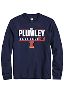 Ben Plumley  Illinois Fighting Illini Navy Blue Rally NIL Stacked Box Long Sleeve T Shirt