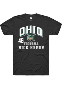 Nick Hemer  Ohio Bobcats Black Rally NIL Arch Logo Short Sleeve T Shirt