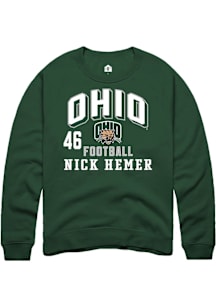 Nick Hemer  Rally Ohio Bobcats Mens Green Football NIL Arch Logo Long Sleeve Crew Sweatshirt