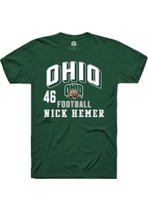 Nick Hemer  Ohio Bobcats Green Rally NIL Arch Logo Short Sleeve T Shirt