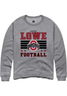 Carter Lowe Rally Mens Grey Ohio State Buckeyes NIL Striped Crew Sweatshirt