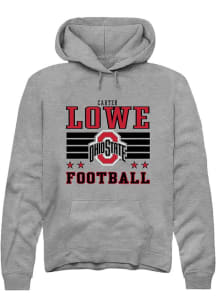 Carter Lowe Rally Mens Grey Ohio State Buckeyes NIL Striped Hooded Sweatshirt