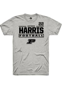 Antonio Harris Ash Purdue Boilermakers NIL Stacked Box Short Sleeve T Shirt