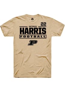 Antonio Harris Tan Purdue Boilermakers NIL Stacked Box Short Sleeve T Shirt