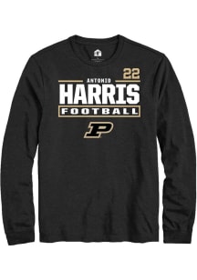 Antonio Harris Rally Mens Black Purdue Boilermakers NIL Stacked Box Tee