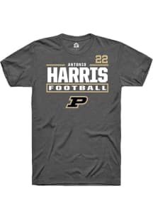 Antonio Harris Grey Purdue Boilermakers NIL Stacked Box Short Sleeve T Shirt