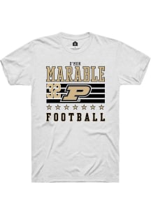 D’Mon Marable White Purdue Boilermakers NIL Striped Short Sleeve T Shirt