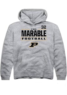 D’Mon Marable  Rally Purdue Boilermakers Youth Grey NIL Stacked Box Long Sleeve Hoodie