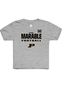 D’Mon Marable Rally Youth Grey Purdue Boilermakers NIL Stacked Box Short Sleeve T-Shirt