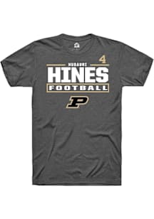 Hudauri Hines  Purdue Boilermakers Grey Rally Football NIL Stacked Box Short Sleeve T Shirt