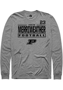 Jaheim Merriweather  Purdue Boilermakers Graphite Rally Football NIL Stacked Box Long Sleeve T Shi..