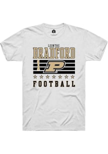 LeonTre Bradford White Purdue Boilermakers NIL Striped Short Sleeve T Shirt