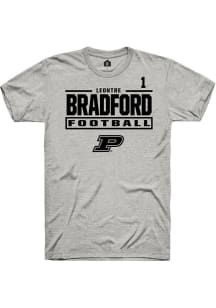 LeonTre Bradford Ash Purdue Boilermakers NIL Stacked Box Short Sleeve T Shirt
