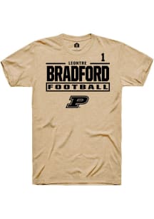 LeonTre Bradford Tan Purdue Boilermakers NIL Stacked Box Short Sleeve T Shirt