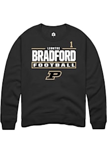 LeonTre Bradford  Rally Purdue Boilermakers Mens Black Football NIL Stacked Box Long Sleeve Crew S..