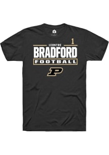 LeonTre Bradford Black Purdue Boilermakers NIL Stacked Box Short Sleeve T Shirt