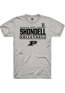 Allie Shondell  Purdue Boilermakers Ash Rally NIL Stacked Box Short Sleeve T Shirt