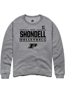 Allie Shondell  Rally Purdue Boilermakers Mens Graphite NIL Stacked Box Long Sleeve Crew Sweatshir..