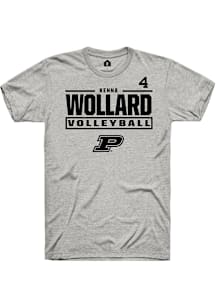 Kenna Wollard  Purdue Boilermakers Ash Rally NIL Stacked Box Short Sleeve T Shirt