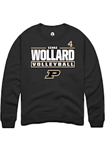 Kenna Wollard  Rally Purdue Boilermakers Mens Black NIL Stacked Box Long Sleeve Crew Sweatshirt